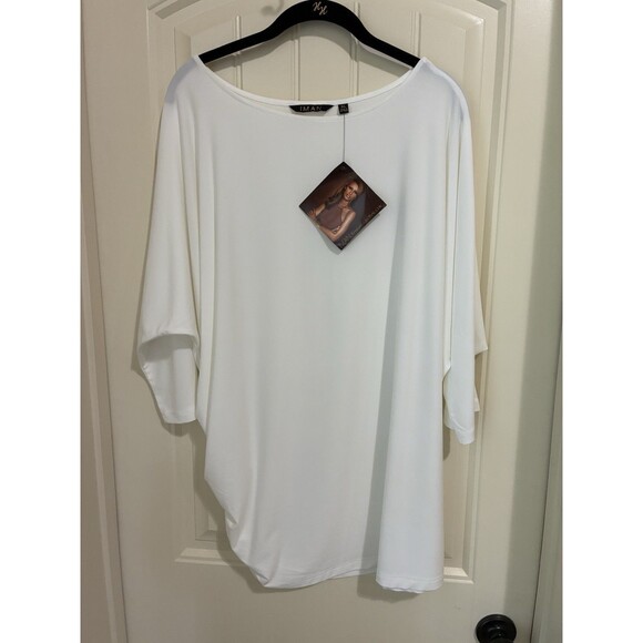 IMAN Global Chic Women's 3/4-Sleeve Gathered Dolman Top White NWT XL DOLMAN - Picture 1 of 3